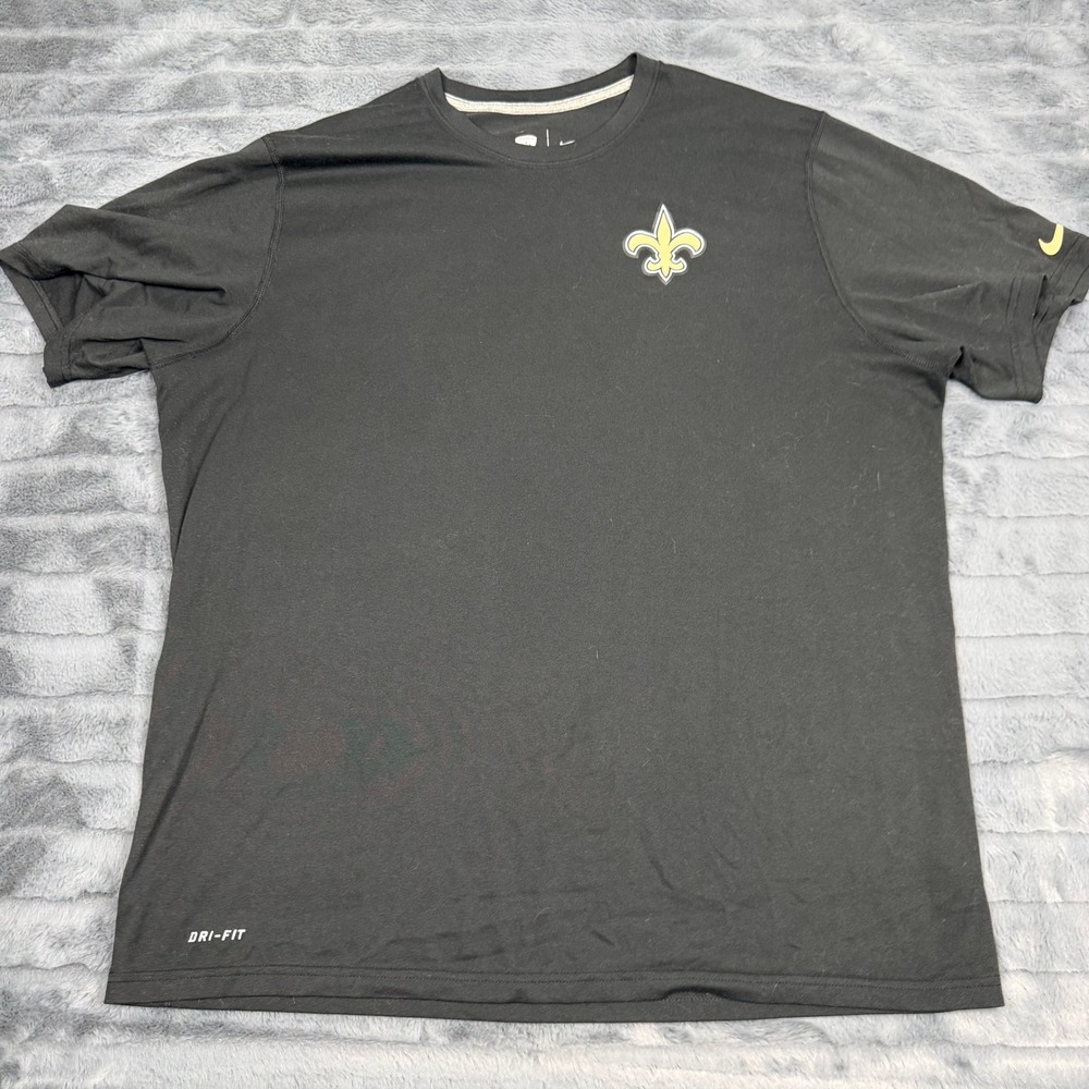 Nike NFL New Orleans Saints Dri-FIT Training Shirt Mens XL Black Fleur-De-Lis
